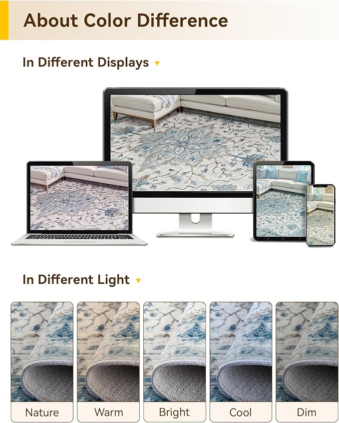 RELEANY Area Rugs 3'x10' Runner Rug Non Slip Washable - Image 7