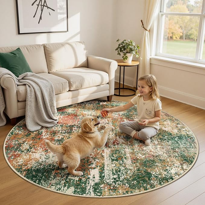 Washable Area Rugs 6ft Non-Slip Modern Abstract Soft - Image 2