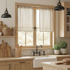 MYSKY HOME Semi Sheer Light Oatmeal Curtains 36 Inches Long - Image 4