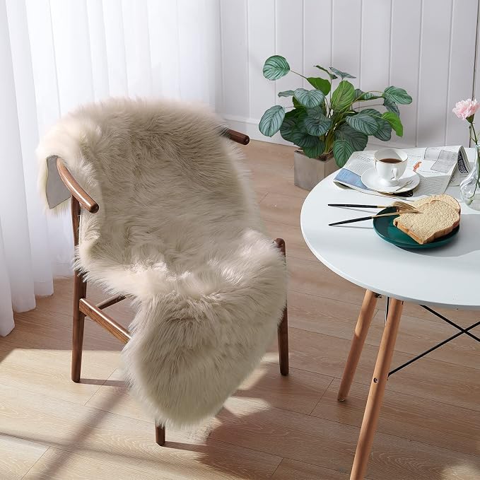 Small Faux Fur Sheepskin Rug 2x4 ft Ultra Soft Chair Sofa Cover Seat Pad by Tangsoo