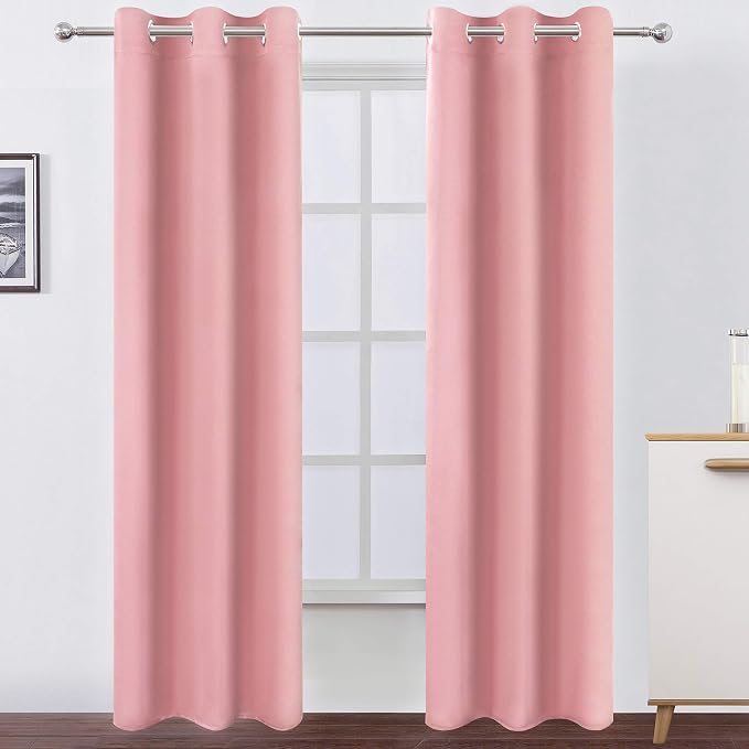 LEMOMO Pink Thermal Blackout Curtains/38 x 84 Inch/Set of 2 Panels Room - Image 2