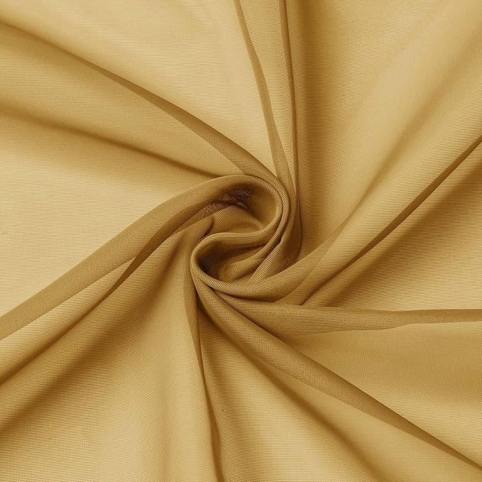 Gold Kitchen Curtains 30 Inch Length Tier 2 PCS, Solid Soft Airy Half Curtains - Image 9
