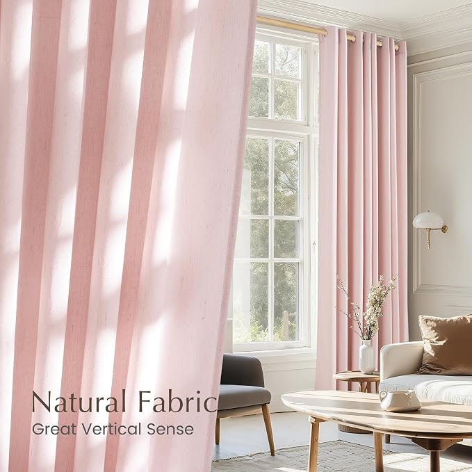 NICETOWN Thick Linen Light Pink Curtains - Image 5