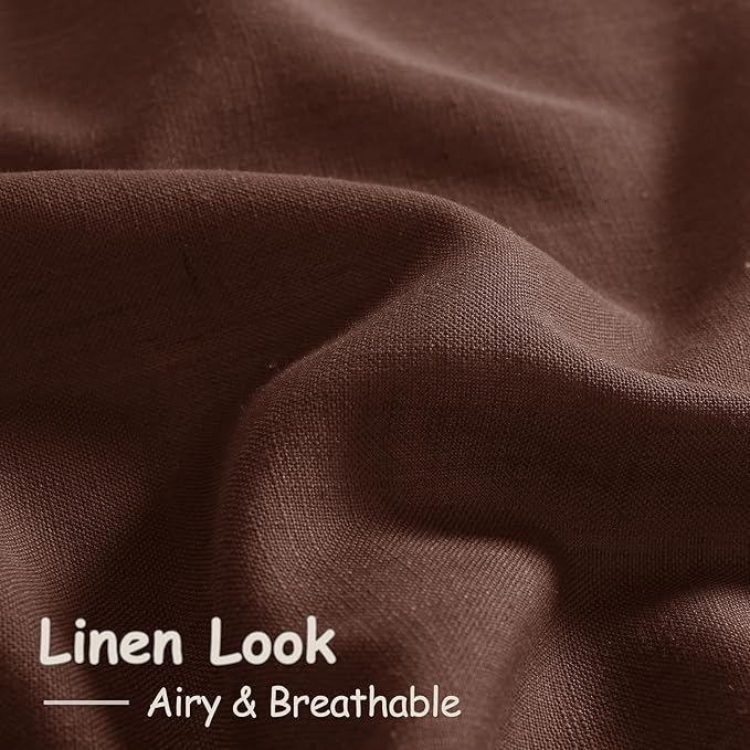 Nanspring Rustic Brown Linen Curtains 72 Inch Length - Image 5