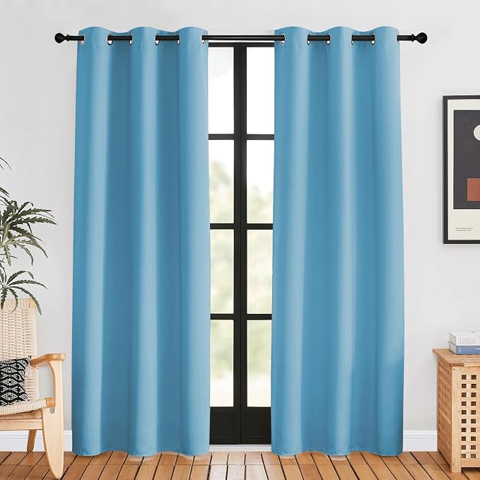 NICETOWN Blackout Curtains for Bedroom, Teal Blue, 42 W by 80 L, Thermal by NICETOWN