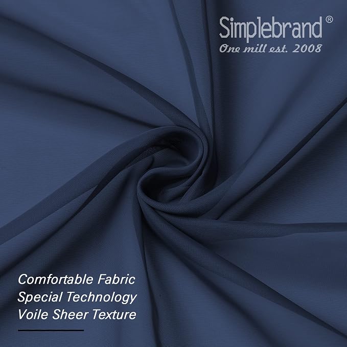 Simplebrand Blue Sheer Curtains 84 Inches Long, Light Filtering Rod Pocket - Image 8