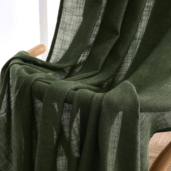 MIULEE Olive Green Linen Curtains 102 Inch Length 2 Panels - Image 6