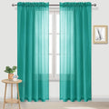DWCN Teal Sheer Curtains Semi Transparent Voile Rod Pocket Curtains by DWCN