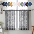 Simplebrand Grey Sheer Kitchen Curtains 36 Inch Length Tier Curtains 2 Panels by Simplebrand