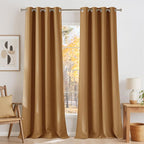 NICETOWN Faux Linen Gold Brown Blackout Curtains 84 inches Long by NICETOWN
