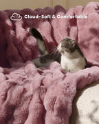 Ultra Soft Cozy Faux Fur Throw Blanket, Fuzzy Plush Thick Bubble Blanket - Image 3