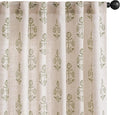 jinchan Linen Floral Curtains for Living Room 96 Inch Length Green Flower by JINCHAN