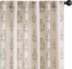 jinchan Linen Floral Curtains for Living Room 96 Inch Length Green Flower by JINCHAN