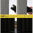 NICETOWN Grizzle Gray Vintage Linen 100% Blackout Curtains - Image 3