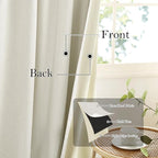 RYB HOME Cream White Linen Blackout Curtains, 100% Blackout Thermal Insulated - Image 3