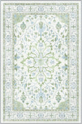 Area Rugs Round 8ft Washable Non-Slip, Floral Vintage Distress Print Pattern by RELEANY