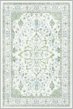 Area Rugs Round 6ft Washable Non-Slip, Floral Vintage Distress Print Pattern by RELEANY