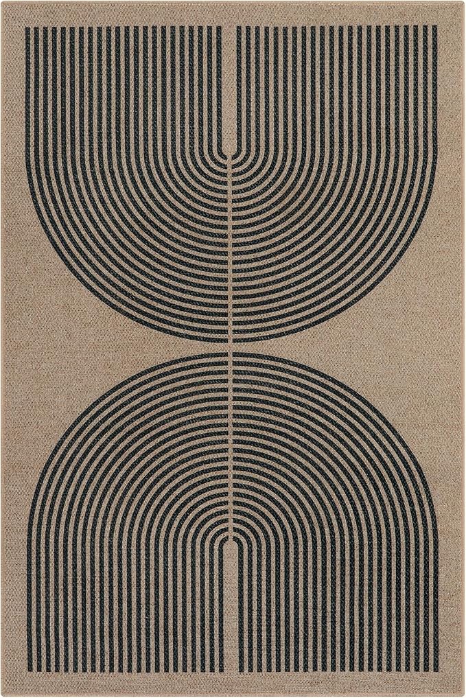Lahome Enfys Modern Rainbow Easy Jute Office Rug, Outdoor Patio Rug 4x6 - Image 7
