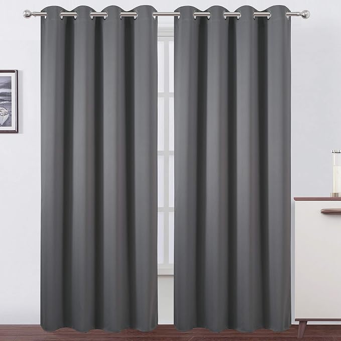 LEMOMO Grey Blackout Curtains/52 x 95 Inch/Set of 2 Panels Thermal Insulated by Lemomo