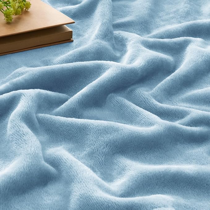 BEDELITE Fleece Blankets Queen Size Washed Blue Throw Blankets - Image 4