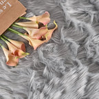 Latepis Grey Round Rugs 6ft Faux Fur Sheepskin Circle Rug - Image 6