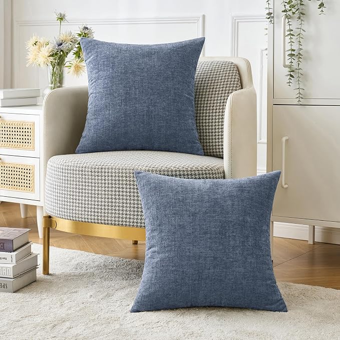 MIULEE Pack of 2 Couch Throw Pillow Covers 20x20 Inch Soft Dark Grey Blue - Image 5