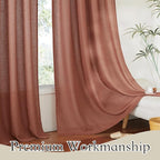 RYB HOME Faux Linen Curtains 102 inches Long, Elegant Textured Sheer Drapes - Image 4