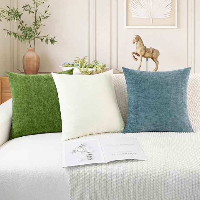 CaliTime Throw Pillow Covers Decorative 16 X 16 Inches Pack of 2 Cozy Chenille - Image 5