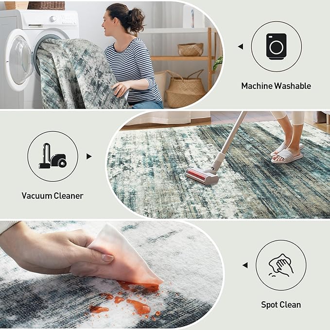 10x14 Area Rugs Washable Rug: Modern Abstract Living Room Rug Soft Anti-Skid - Image 4