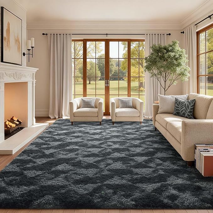 8x10 Ft Extra Large Shag Rugs for Bedroom Living Room for Men Boys, Tie Dyed by Cuzwlovita