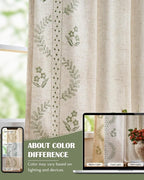 jinchan Belrose Lined Linen Blend Curtains Floral Curtains - Image 8