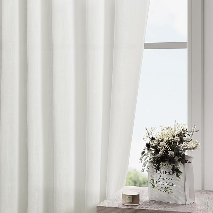 Extra Long Off White Curtains 105 inches Long 2 Panels Set - Image 2