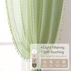 WAZZIO Boho Lace Curtains 84 Inches 2 Panel, Light Filtering Privacy Tassel & - Image 5