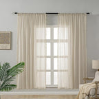 WAZZIO Boho Lace Curtains 72 Inches 2 Panel, Light Filtering Privacy Tassel & - Image 3