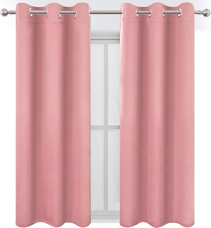 LEMOMO Pink Blackout Curtains 34 x 54 Inch Length/Set of 2 Curtain - Image 2