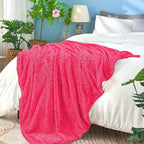 inhand Hot Pink Fleece Twin Blanket, Lightweight Leaves Pattern Fuzzy Blanket - Image 4