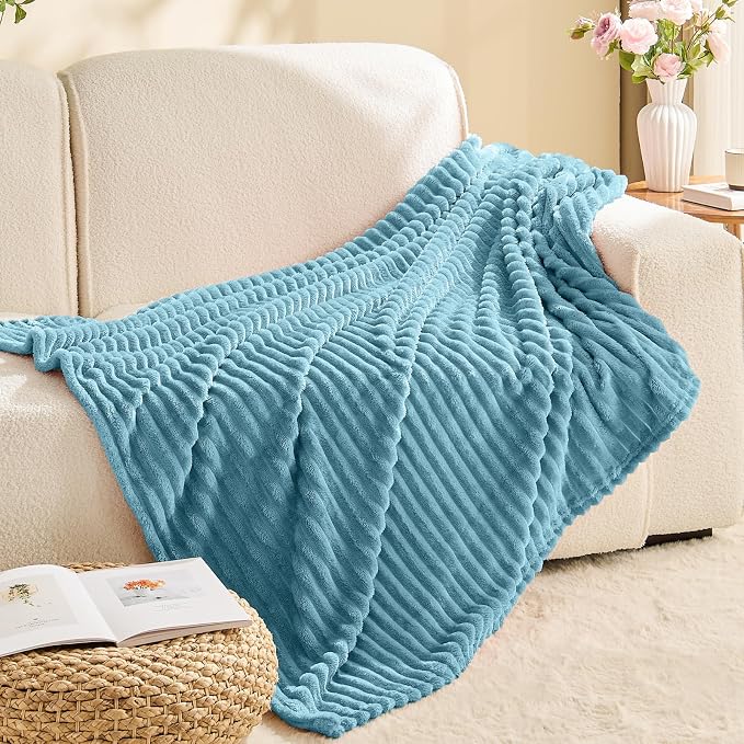 BEDELITE Fleece Blanket Twin Size – 3D Ribbed Jacquard Soft and Warm Decorative - Image 8