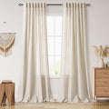 Boho Linen Curtains for Living Room 94 Inches Long Light Filtering Semi Sheer by Nanspring