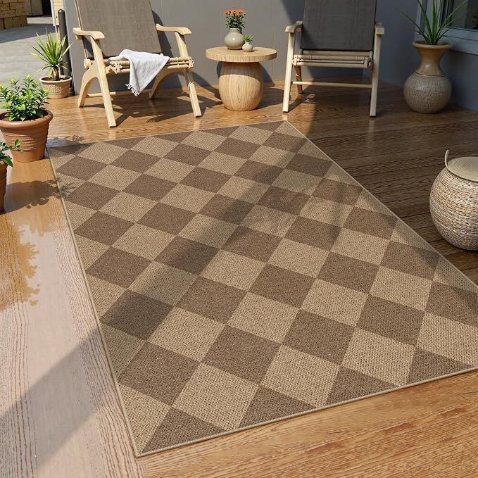 Lahome Checkered Easy Jute Indoor Outdoor Rug, 3x5 Washable Nature Rug - Image 6