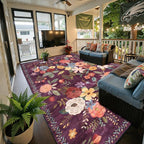 Area Rugs 10x14 Living Room, Non Slip Machine Washable Floral Rugs, Low Pile - Image 7