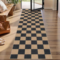 Lahome Colette Checkered Easy Jute Runner Rug, 2x8 Kitchen Rug Non Slip by Lahome