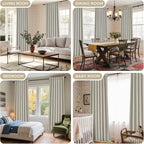 Joydeco Greyish White Pinch Pleated Thick Linen Curtains 96 Inch Long 2 Panel - Image 7
