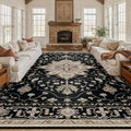 Area Rugs 10'x12' Washable Non-Slip, Floral Vintage Distress Print Pattern by RELEANY