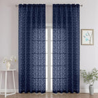 Chyhomenyc Navy Blue Sheer Curtains 96 Inch Length 2 Panels Set, Light by Chyhomenyc