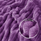 Exclusivo Mezcla Queen Size Flannel Fleece Blanket, Super Soft Striped Jacquard - Image 5