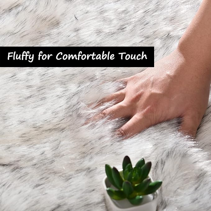 Goolela Sheepskin Area Rug 8x10 Fluffy Fuzzy Furry Carpet - Image 5