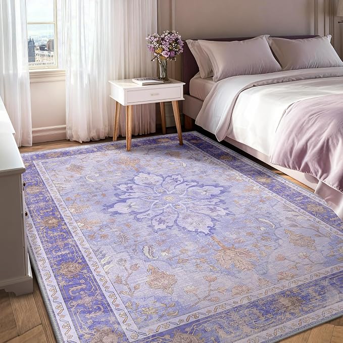 RELEANY Area Rugs 5'x7' Washable Non-Slip, Floral Vintage Distress Print - Image 4