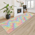 Fluffy Rainbow Rug for Girls Bedroom 2x8 Feet Kawaii Tie Dye Area Rug Colorful by JiaoBaba