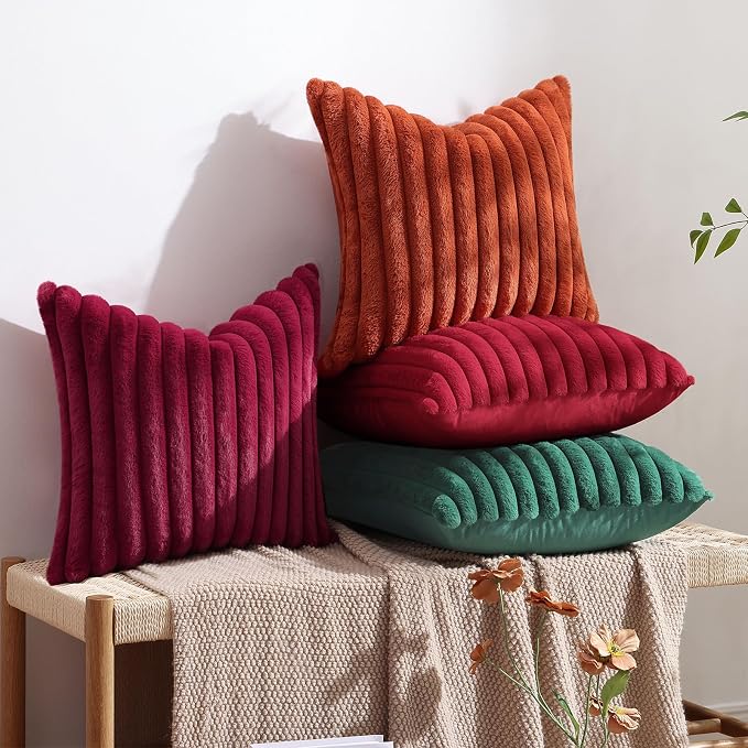 decorUhome Cozy Faux Fur Throw Pillow Covers 26x26 Set of 2 Decorative Soft - Image 5