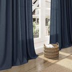 Nanspring Vintage Blue Linen Curtains 96 Inches Long 2 Panels Set - Image 6